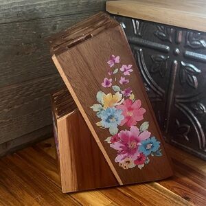 Pioneer Woman Floral Knife Block Only Wood